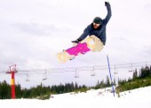 Big air can be had on the new jumps in the Freestyle Zone.  (photo by Mt. Timothy Ski Area)