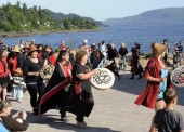 Haida dancers at the grand opening event of Spirit Square park in Queen Charlotte (photo by Brian Eccles from Haida Gwaii Tourism)