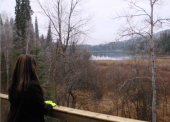 Cindy Shelford, Lakes Economic Development Association, at one of several viewing points overlooking Johnson Lake.