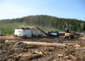 Pioneer Biomass operates two grinders that are used to mulch wood for pellets and hog fuel