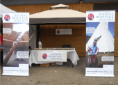 The Xat'sull Heritage Village's new booth displays at the Williams Lake Stampede.
