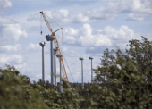 Wind turbines being constructed at Bear Mountain near Dawson Creek.
