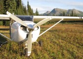 Cessna 182 on wheels, base at the Baker Airport near Burns Lake. (photo by Lakes District Air Services Ltd. - www.ldair.com)